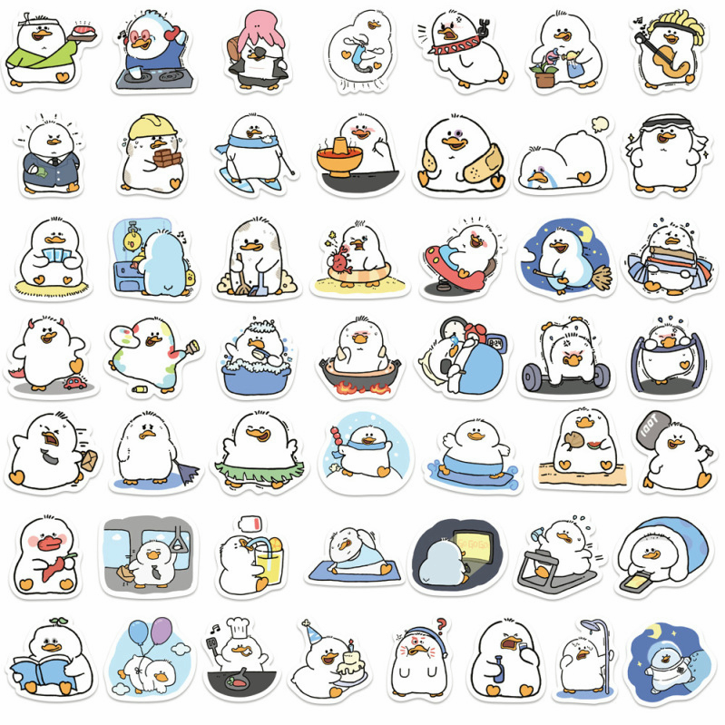Set 100 Tấm Nhãn Dán Hình Vịt Hoạt Hình Chống Nước Trang Trí Sổ Tay / Hành Lý / Điện Thoại