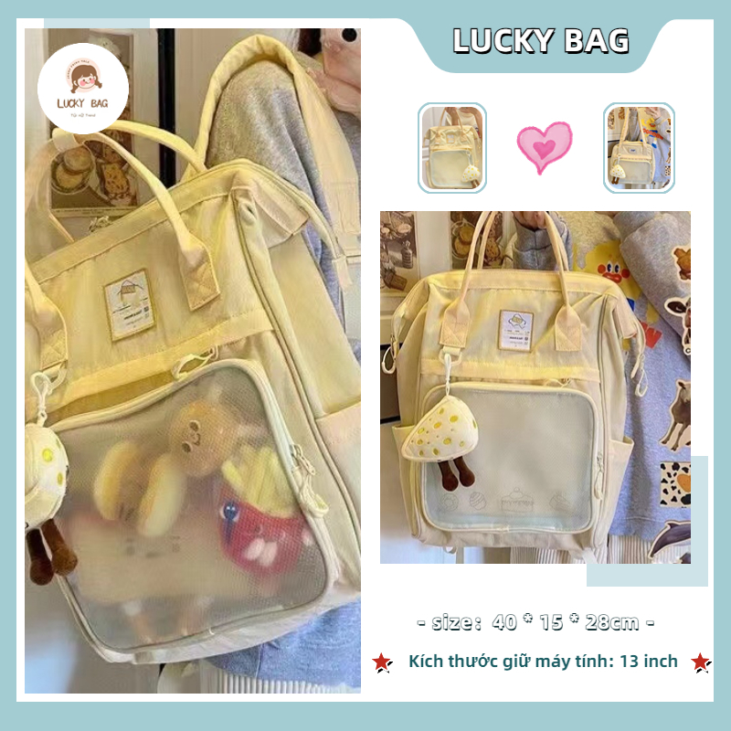 💗100% KHO SN SÀNG💗 Balo Đi Học Cỡ Lớn Thiết Kế Hình Phô Mai Dễ Thương Dành Cho Nữ Sinh cặp xách nữ đi học balo da nữ đựng laptop