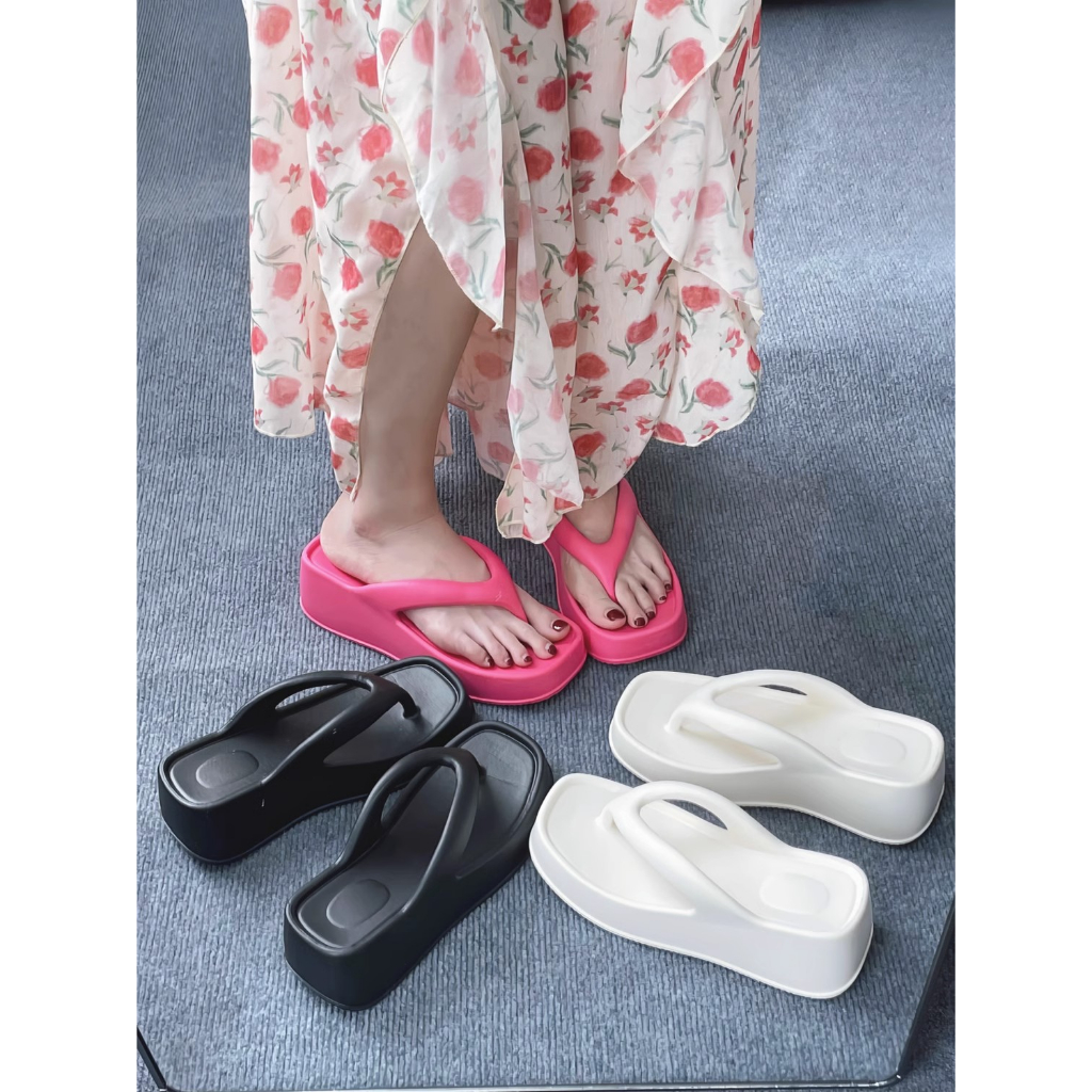 KaBaiQi Dép bánh mì guốc dép giày nữ Màu Sắc Đơn Giản Thoải Mái Cao Gót Chống Trơn Trượt dép đế xuồng 27ZHDLX062110