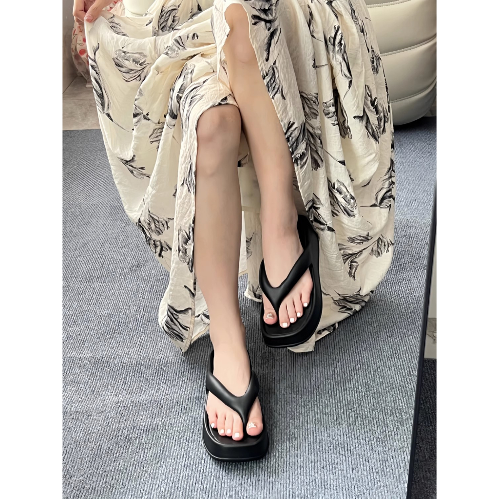 KaBaiQi Dép bánh mì guốc dép giày nữ Màu Sắc Đơn Giản Thoải Mái Cao Gót Chống Trơn Trượt dép đế xuồng 27ZHDLX062110