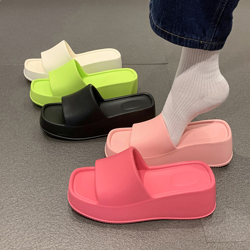 KaBaiQi Dép bánh mì guốc dép giày nữ Màu Sắc Đơn Giản Thoải Mái Cao Gót Chống Trơn Trượt dép đế xuồng 27ZHDLX062110