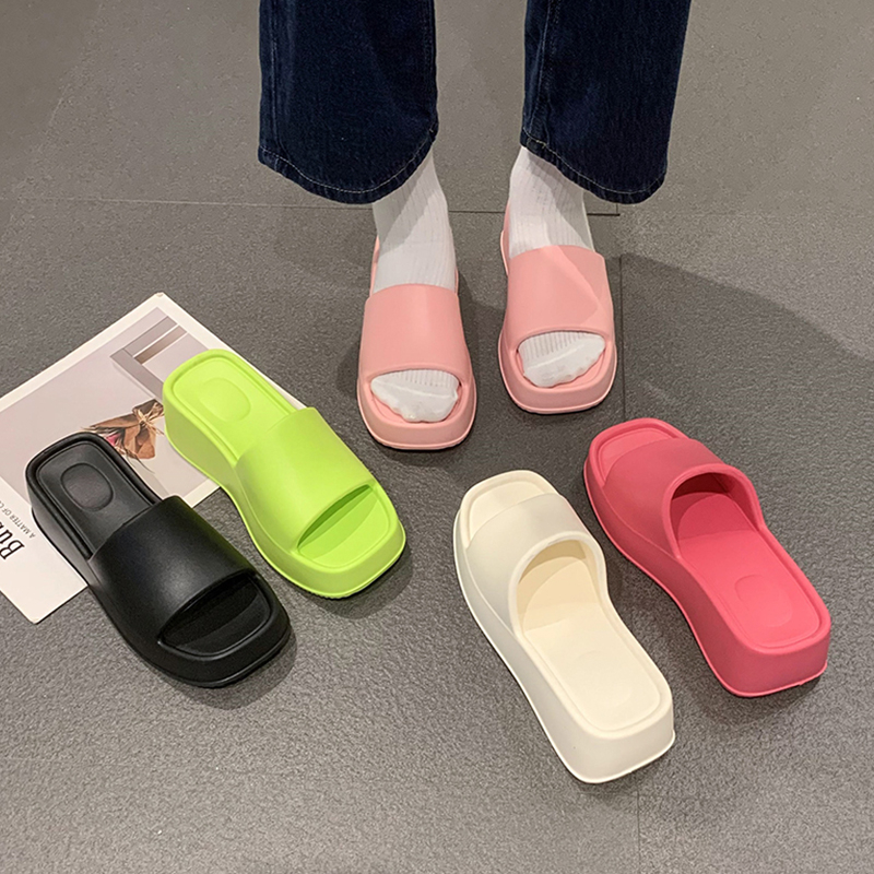 KaBaiQi Dép bánh mì guốc dép giày nữ Màu Sắc Đơn Giản Thoải Mái Cao Gót Chống Trơn Trượt dép đế xuồng 27ZHDLX062110