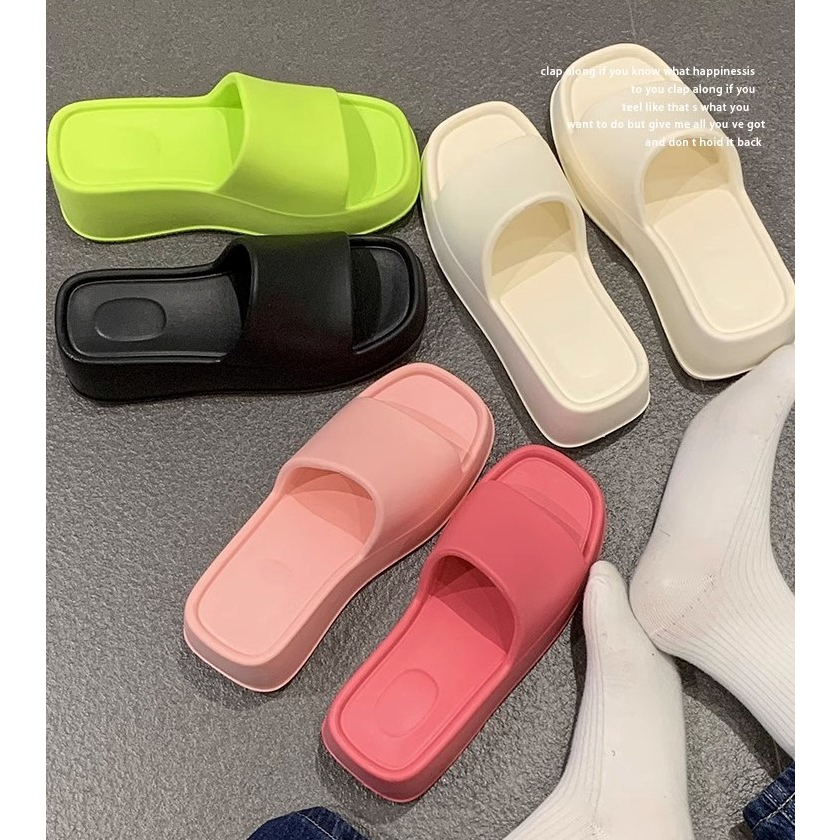 KaBaiQi Dép bánh mì guốc dép giày nữ Màu Sắc Đơn Giản Thoải Mái Cao Gót Chống Trơn Trượt dép đế xuồng 27ZHDLX062110