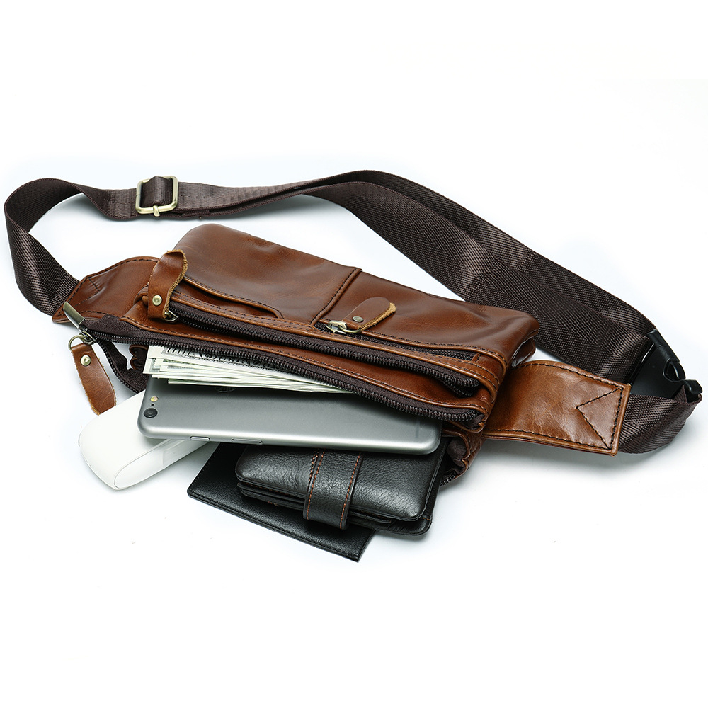Túi Da Bò Đeo Hông Đựng Điện Thoại Đa Năng Phong Cách Retro Cho Nam