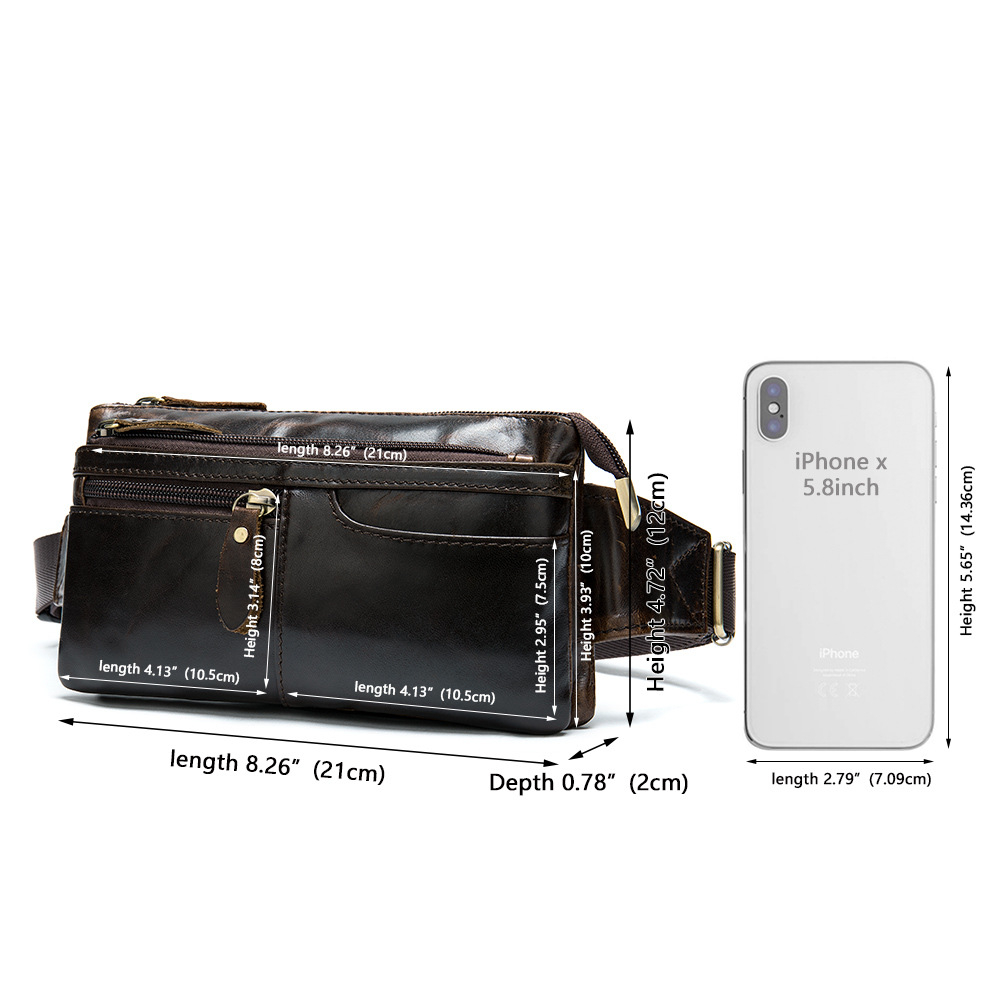 Túi Da Bò Đeo Hông Đựng Điện Thoại Đa Năng Phong Cách Retro Cho Nam