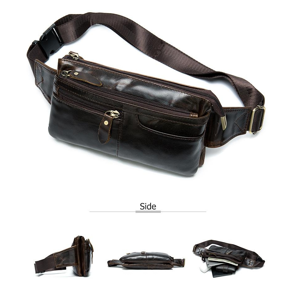 Túi Da Bò Đeo Hông Đựng Điện Thoại Đa Năng Phong Cách Retro Cho Nam