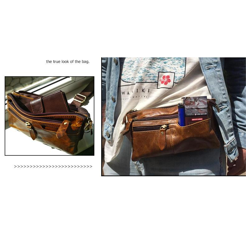 Túi Da Bò Đeo Hông Đựng Điện Thoại Đa Năng Phong Cách Retro Cho Nam