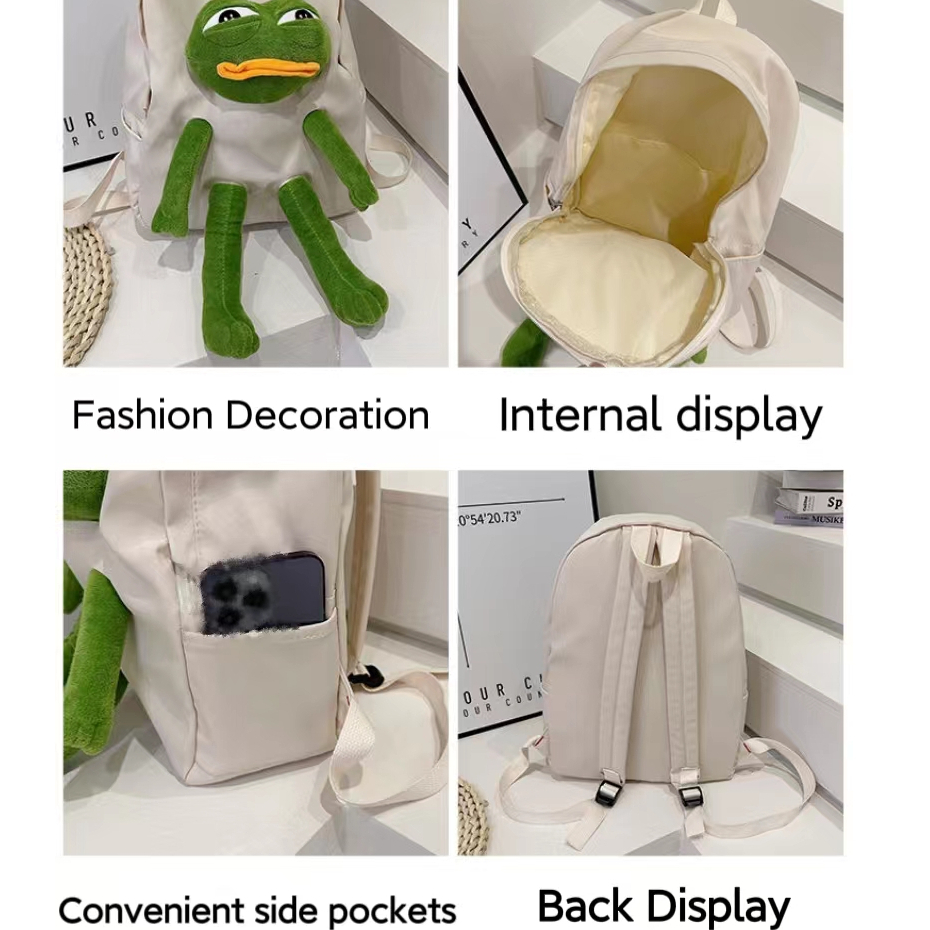 Ba Lô Đi Học Màu Trơn Dễ Thương Cho Nữ