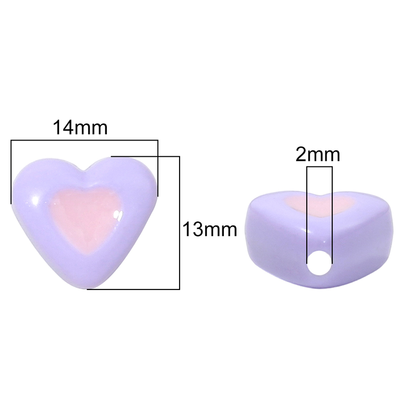 Chuỗi Hạt Acrylic Hình Trái Tim Hai Màu Kích Thước 14X13mm Dùng Làm Trang Sức Điện Thoại