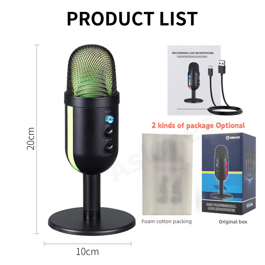 Micro usb rgb Kèm Một Phím Thu Âm Chuyên Dụng Cho Chơi Game Trên Điện Thoại