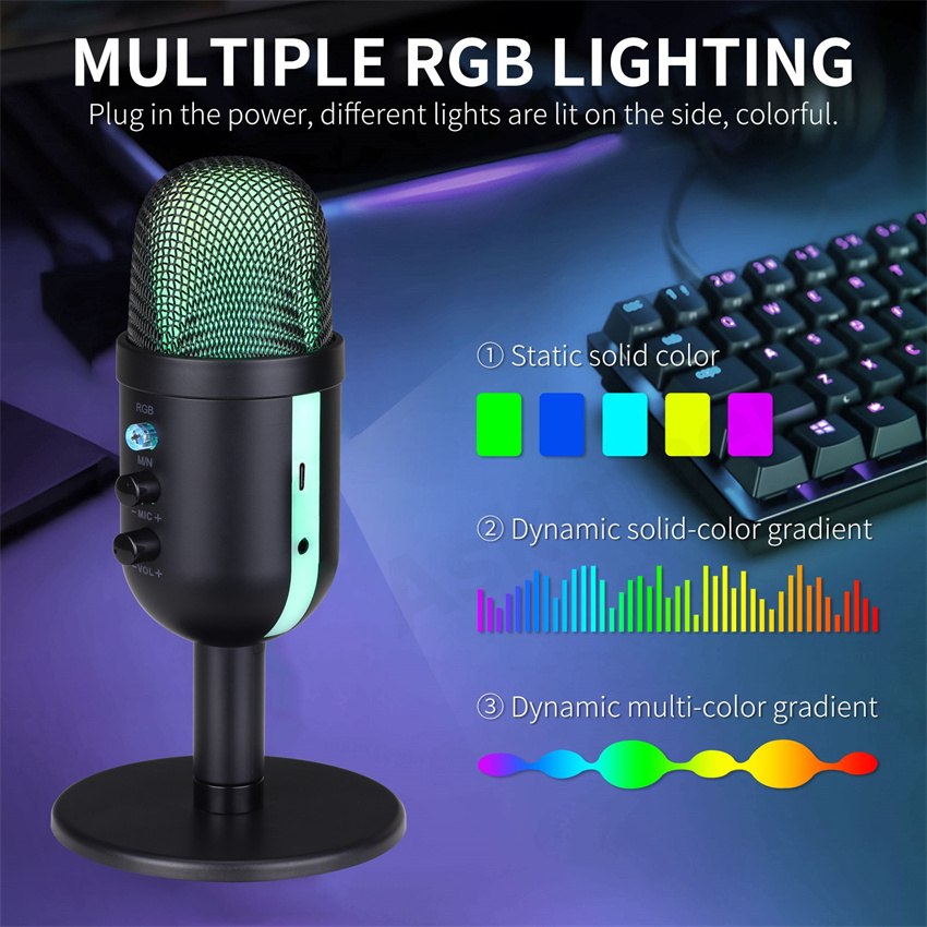 Micro usb rgb Kèm Một Phím Thu Âm Chuyên Dụng Cho Chơi Game Trên Điện Thoại