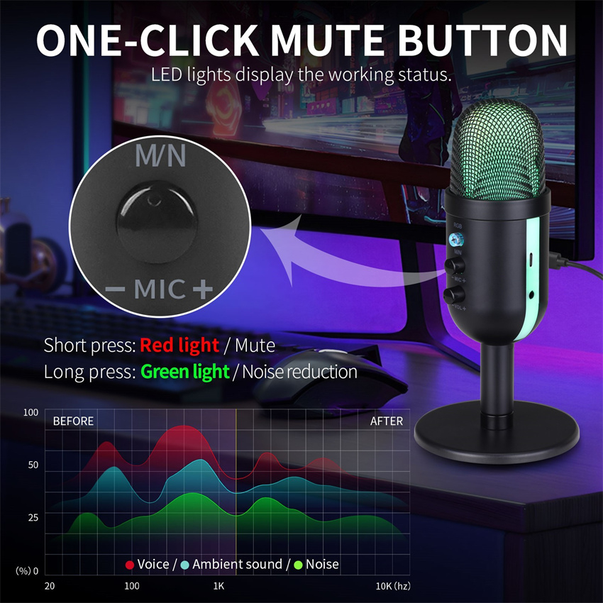 Micro usb rgb Kèm Một Phím Thu Âm Chuyên Dụng Cho Chơi Game Trên Điện Thoại