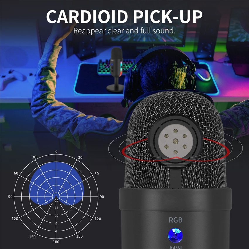 Micro usb rgb Kèm Một Phím Thu Âm Chuyên Dụng Cho Chơi Game Trên Điện Thoại