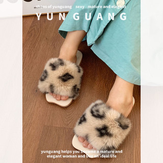 Yunguang Dép Đi Trong Nhà Phối Lông Bốn Lá Thời Trang Mới Cho Nữ