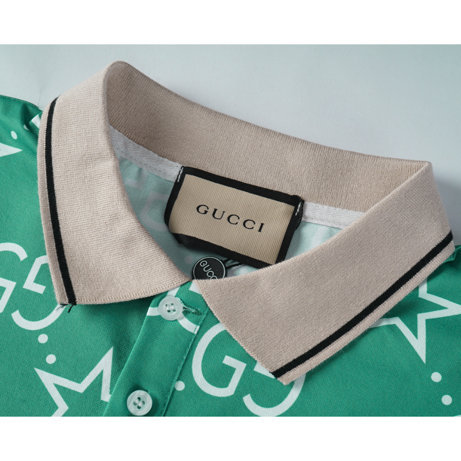 Gucc Áo Thun polo Ngắn Tay Vải cotton In Họa Tiết Thời Trang Cho Nam Và Nữ