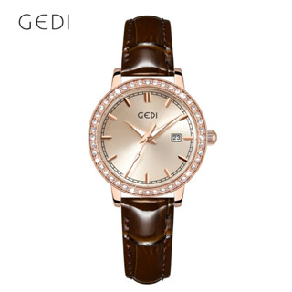  Lịch GEDI Đồng hồ nữ chống nước 51113 Dây da Đồng hồ nữ Hộp quà tặng miễn phí 