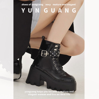 Yunguang Giày Bốt Cao Gót Đế Dày Phong Cách Âu Mỹ Thời Trang Cho Nữ