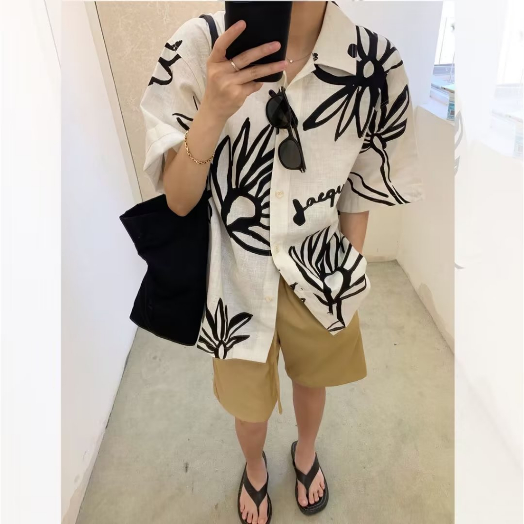 Áo Sơ Mi Tay Lửng Thời Trang Mùa Hè Mới 2023 Phong Cách Nhật Bản Cho Nam