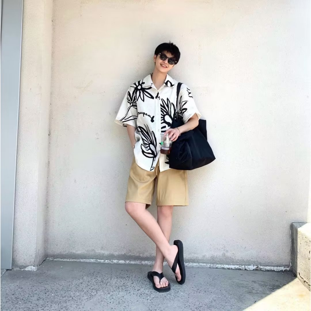 Áo Sơ Mi Tay Lửng Thời Trang Mùa Hè Mới 2023 Phong Cách Nhật Bản Cho Nam