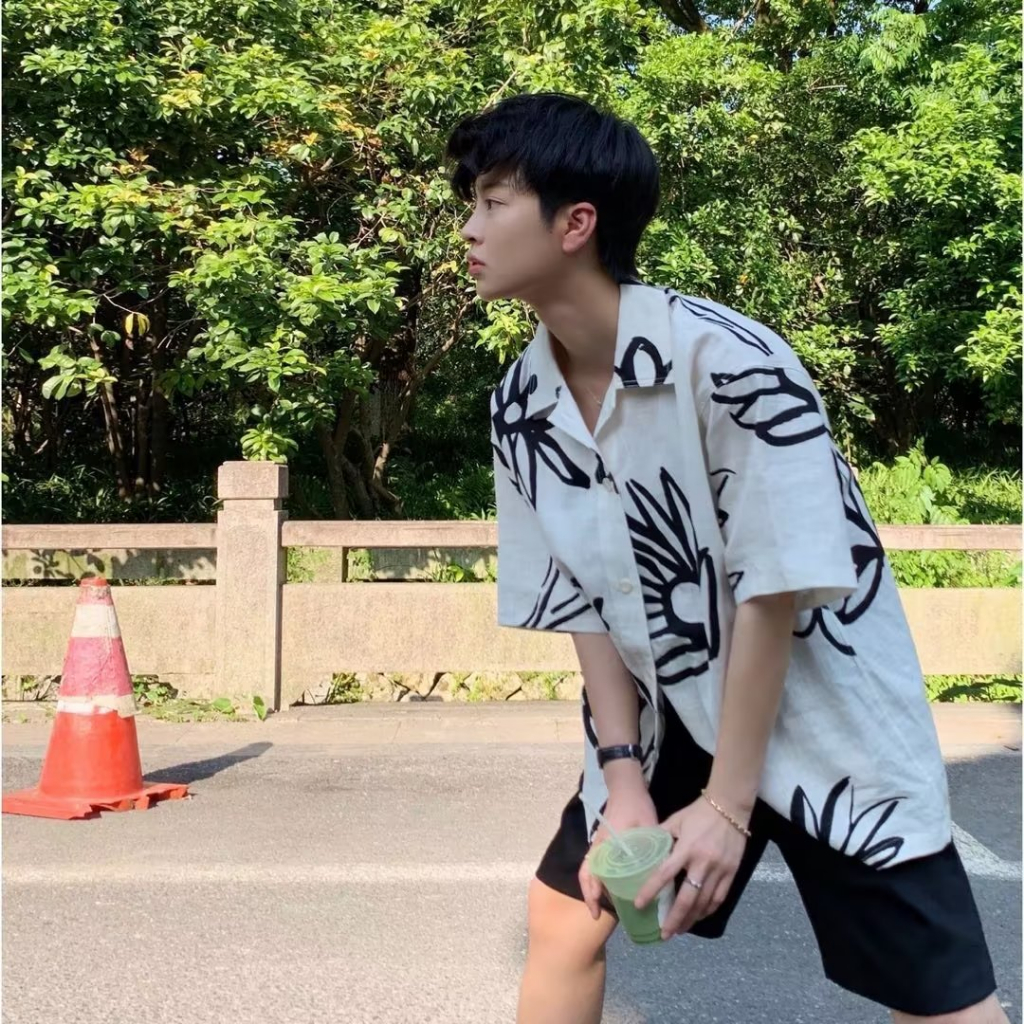 Áo Sơ Mi Tay Lửng Thời Trang Mùa Hè Mới 2023 Phong Cách Nhật Bản Cho Nam