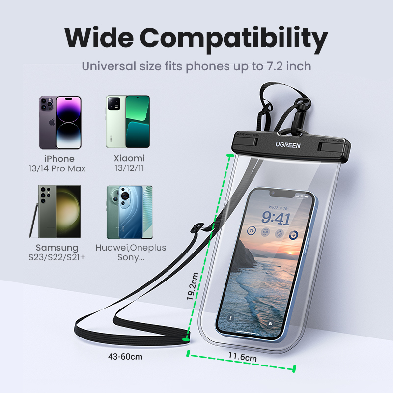 UGREEN Túi Đựng Điện Thoại Chống Thấm Nước IPX8 7.2 inch Max iPhone 14 13 12 Pro Max Samsung S23 Xiaomi Ốp
