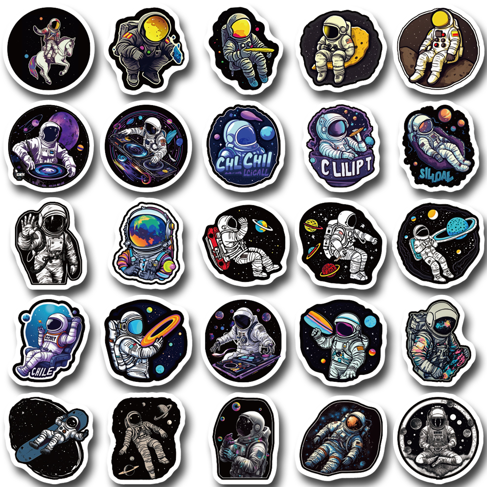 Bộ 100 Miếng Dán Họa Tiết Phi Hành Gia Hoạt Hình Graffiti Tinh Tế Chống Thấm Nước Trang Trí Điện Thoại / Máy Tính DIY