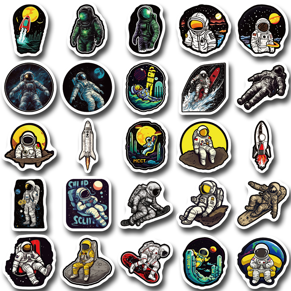 Bộ 100 Miếng Dán Họa Tiết Phi Hành Gia Hoạt Hình Graffiti Tinh Tế Chống Thấm Nước Trang Trí Điện Thoại / Máy Tính DIY