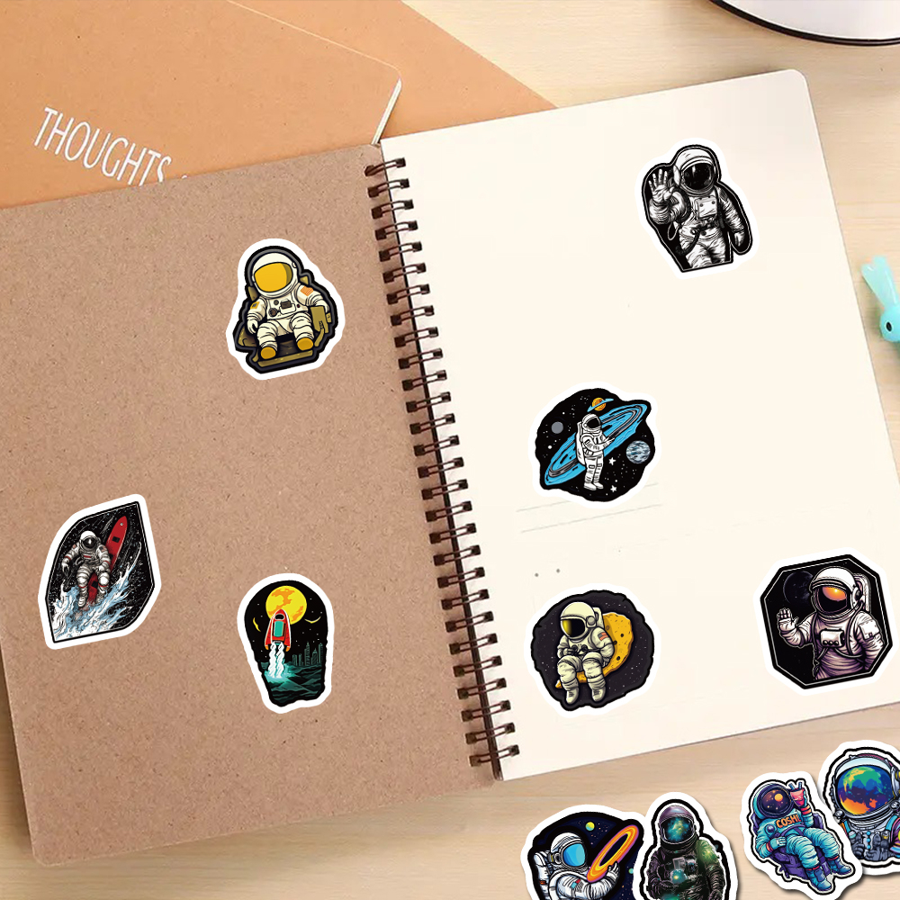 Bộ 100 Miếng Dán Họa Tiết Phi Hành Gia Hoạt Hình Graffiti Tinh Tế Chống Thấm Nước Trang Trí Điện Thoại / Máy Tính DIY