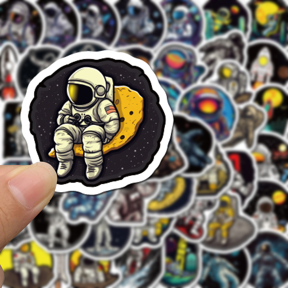 Bộ 100 Miếng Dán Họa Tiết Phi Hành Gia Hoạt Hình Graffiti Tinh Tế Chống Thấm Nước Trang Trí Điện Thoại / Máy Tính DIY