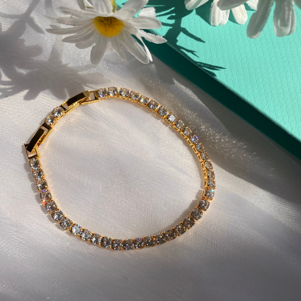 TFY Vòng đeo tay bạc Zircon 4mm kim cương lắc tay nữ