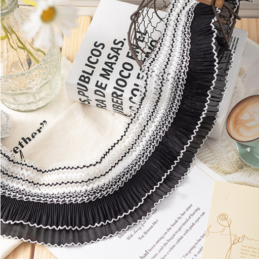 Cuộn Dây Ren Co Giãn Màu Trắng Đen Rộng 11CM Dài 1 Yard