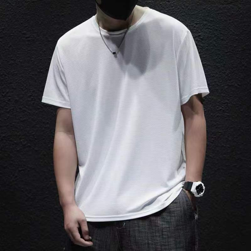 Áo Thun Nam Cổ Tròn Cao Cấp Vai Co Dãn Bằng Lụa Lạnh Nhanh Khô Thời Trang Mùa Hè HZFMC0150