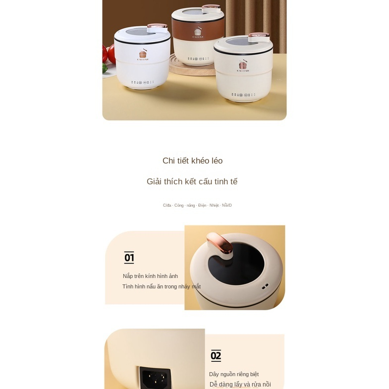 Nồi Cơm Điện Mini Đa Năng Thông Minh Dành Cho Gia Đình 1-2 Người