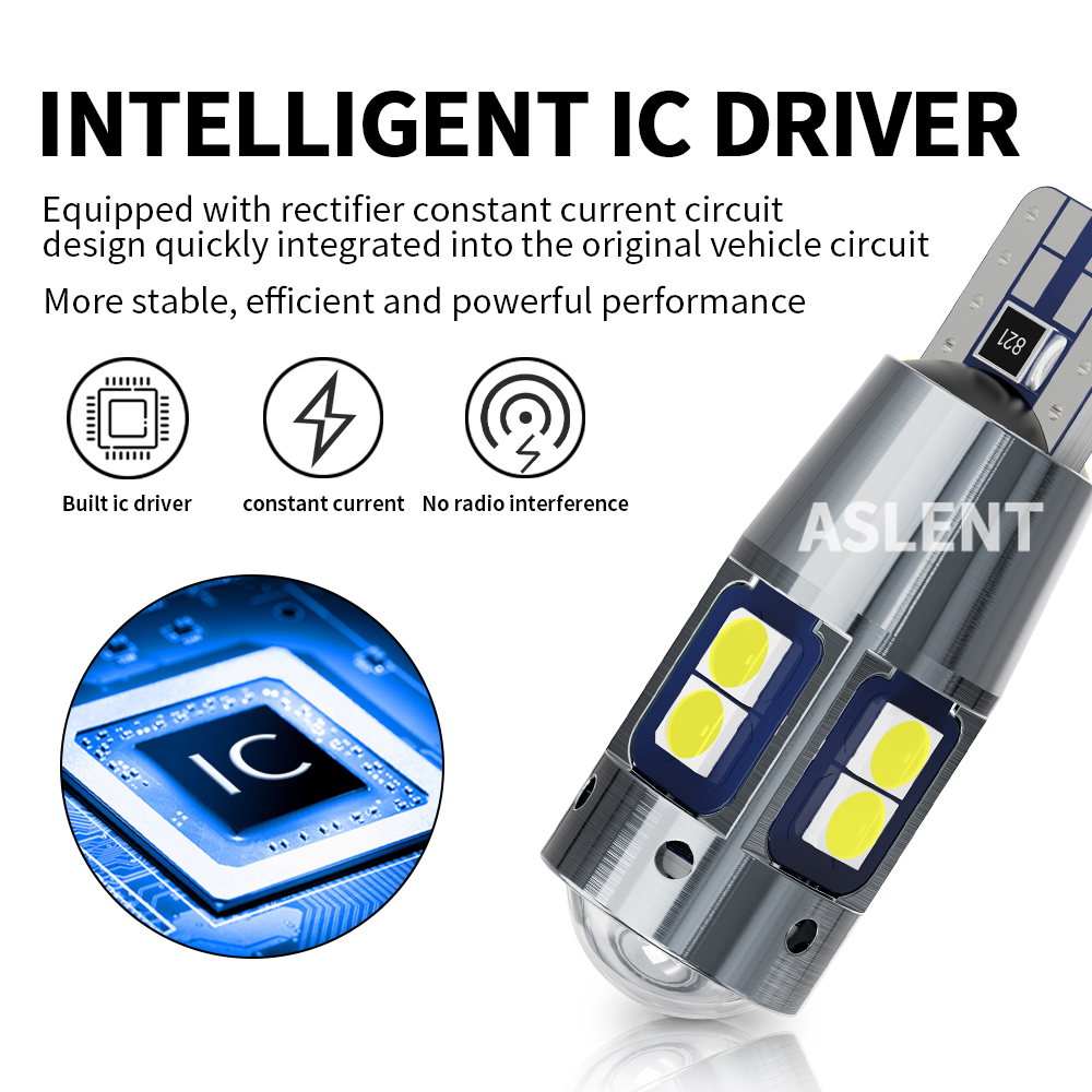 Set 2 Đèn led Đuôi Xe Hơi t10 w5w 168 192 3030 10smd 12v 6000k Chất Lượng Cao