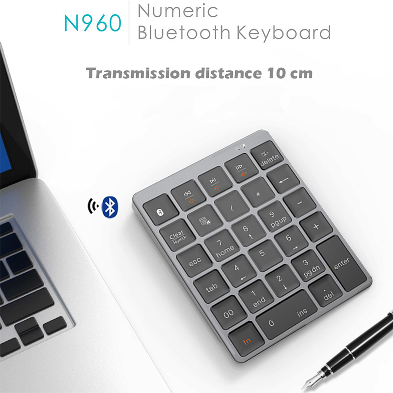 Bàn Phím Số 28 Phím Bluetooth Không Dây Bằng Hợp Kim Nhôm Siêu Mỏng Cho Laptop / Máy Tính Bảng / Điện Thoại