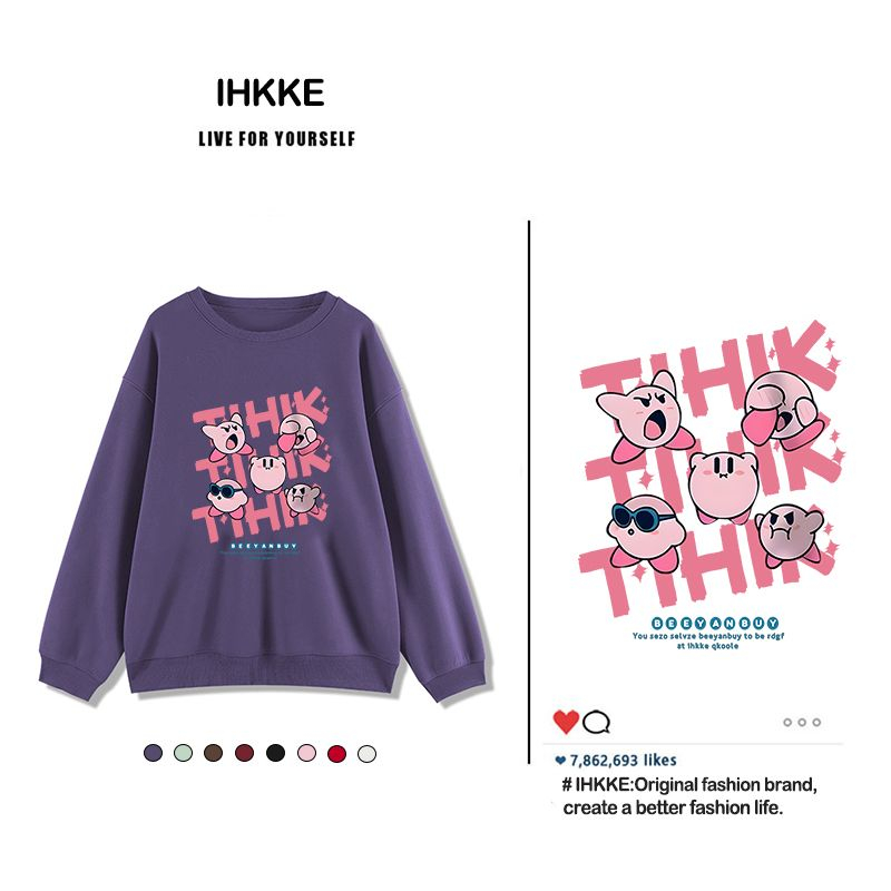 ihkke Dopamine Áo sweater Mỏng Tay Dài Hở Vai Dáng Rộng Hình Ngôi Sao Màu Tím Thời Trang Mùa Thu Cho Nữ