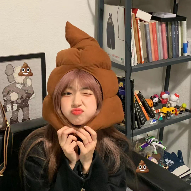 Mũ Trùm Đầu Hình Chóp Poop Nhồi Bông Dễ Thương Vui Nhộn Dùng Làm Quà Tặng Cho Bạn Trai / Bạn Gái