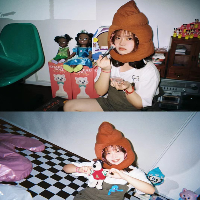 Mũ Trùm Đầu Hình Chóp Poop Nhồi Bông Dễ Thương Vui Nhộn Dùng Làm Quà Tặng Cho Bạn Trai / Bạn Gái