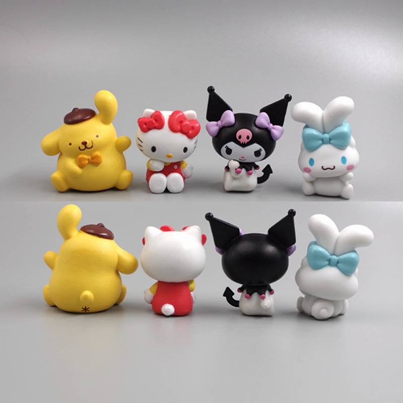SANRIO Set 4 Mô Hình Nhân Vật Phim Hoạt Hình Kuromi Onpompurin Cinnamoroll Hello Kitty