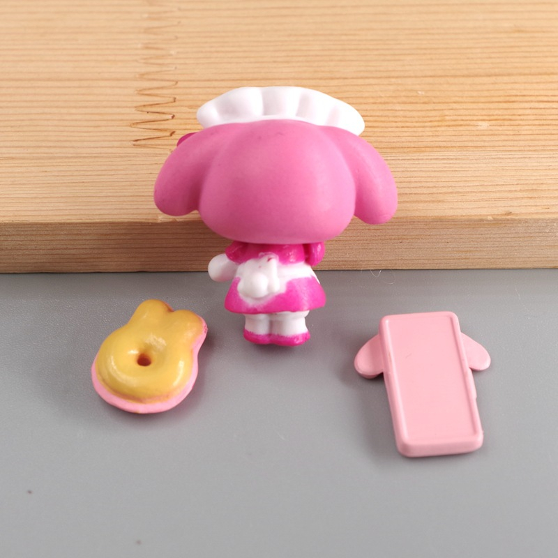 SANRIO Bộ 3 Mô Hình Nhân Vật Hoạt Hình My Melody Kuromi Bow Donuts Bằng PVC Trang Trí Bánh Kem DIY