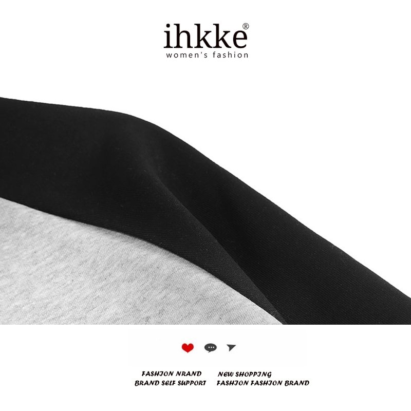 ihkke Áo sweater Tay Dài Hở Vai In Hoạt Hình Màu Đen Và Hồng Thời Trang Mùa Thu Cho Nữ