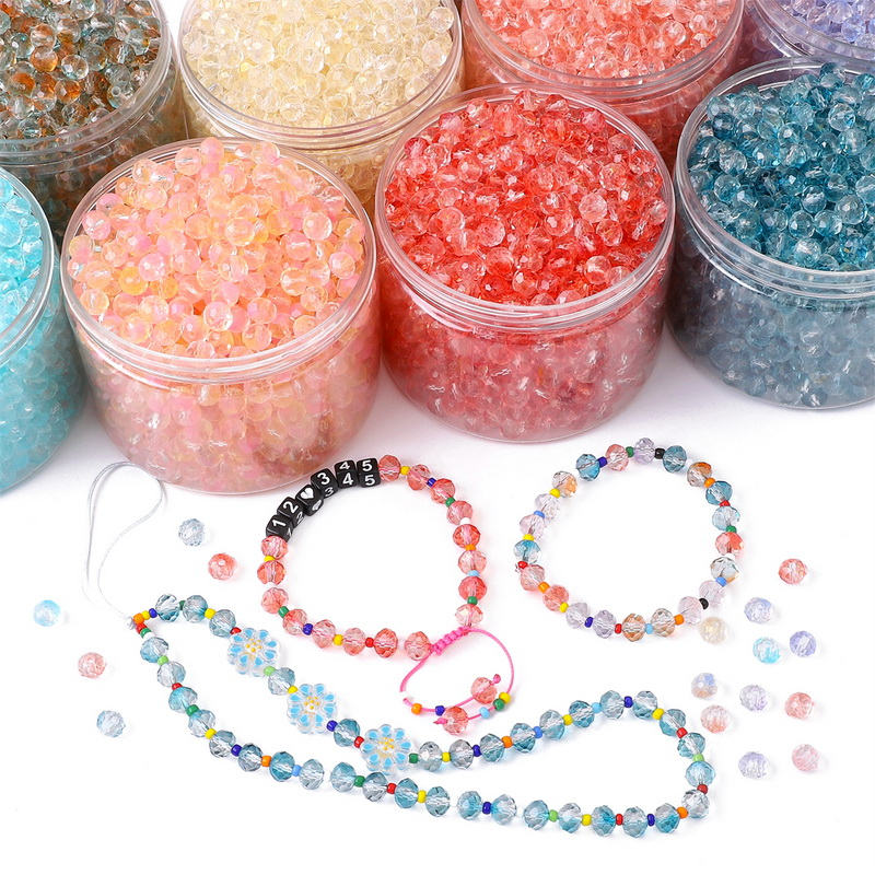 Beadia Set 50 Hạt Pha Lê Tròn 8mm Màu Gradient Dùng Làm Đồ Thủ Công DIY