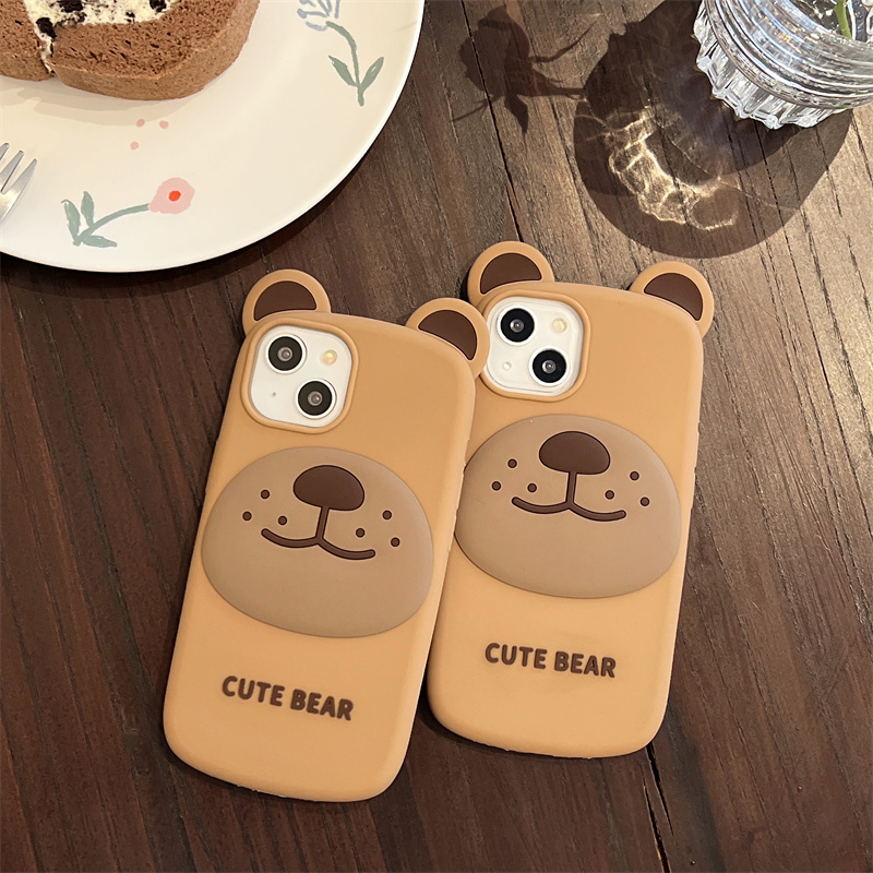 Ốp Điện Thoại Silicone Cao Su Mềm Chống Sốc In Hình Gấu Hoạt Hình Cho iPhone 11 12 13 14 Pro Max 12pro 13pro 14pro