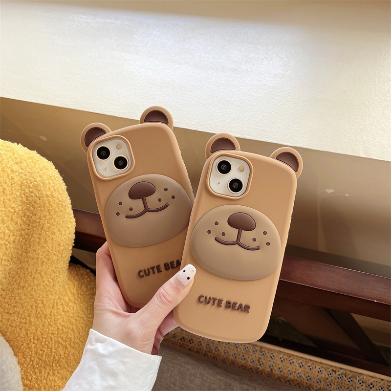 Ốp Điện Thoại Silicone Cao Su Mềm Chống Sốc In Hình Gấu Hoạt Hình Cho iPhone 11 12 13 14 Pro Max 12pro 13pro 14pro