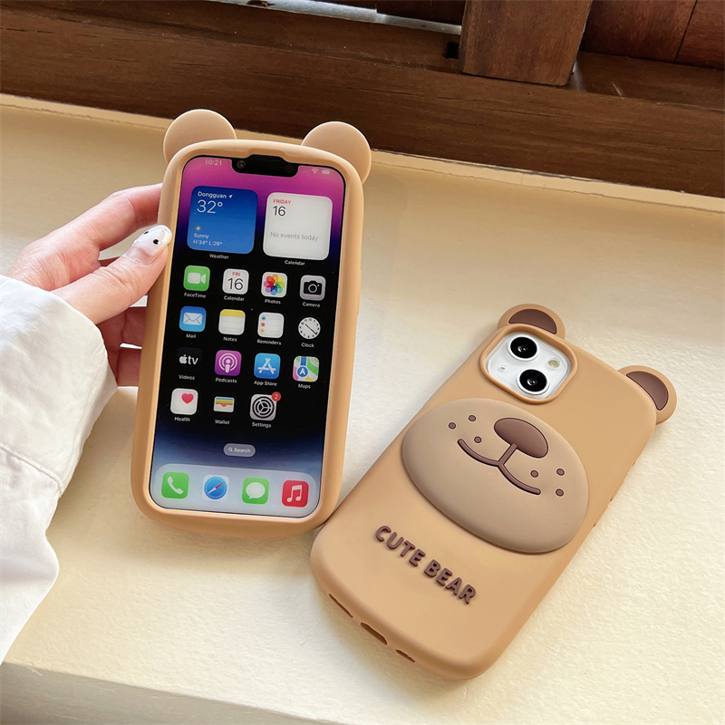 Ốp Điện Thoại Silicone Cao Su Mềm Chống Sốc In Hình Gấu Hoạt Hình Cho iPhone 11 12 13 14 Pro Max 12pro 13pro 14pro