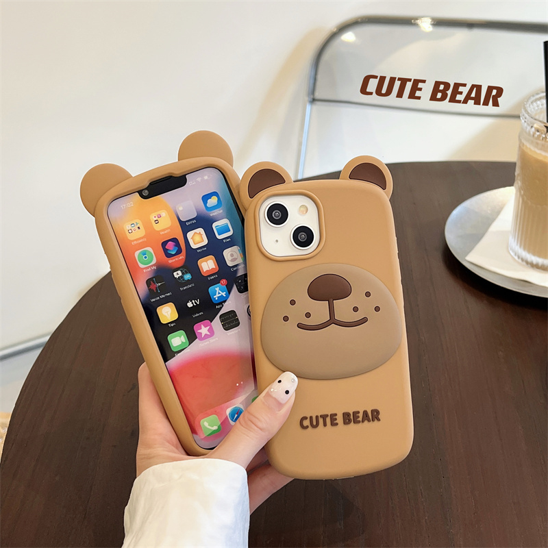 Ốp Điện Thoại Silicone Cao Su Mềm Chống Sốc In Hình Gấu Hoạt Hình Cho iPhone 11 12 13 14 Pro Max 12pro 13pro 14pro