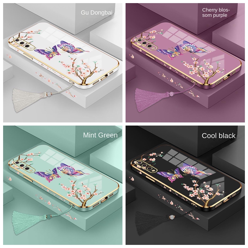 ốp lưng Oppo A17 A16K A16E A17K A93 4G Reno4F A37 A97 5G NEO9 A57 2016 A39 Thẳng cạnh mạ bướm lá điện thoại trường hợp