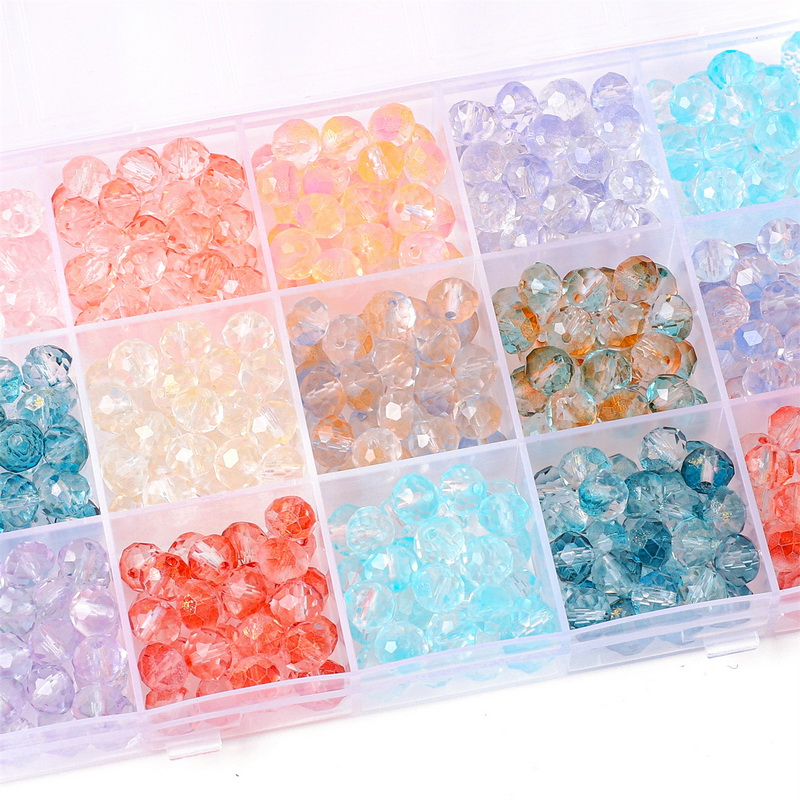 Beadia Set 50 Hạt Pha Lê Tròn 8mm Màu Gradient Dùng Làm Đồ Thủ Công DIY