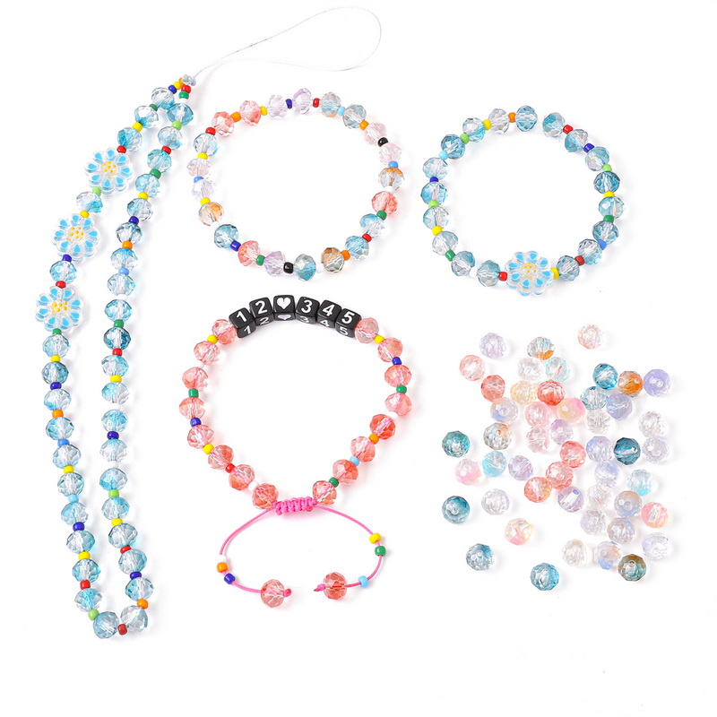 Beadia Set 50 Hạt Pha Lê Tròn 8mm Màu Gradient Dùng Làm Đồ Thủ Công DIY