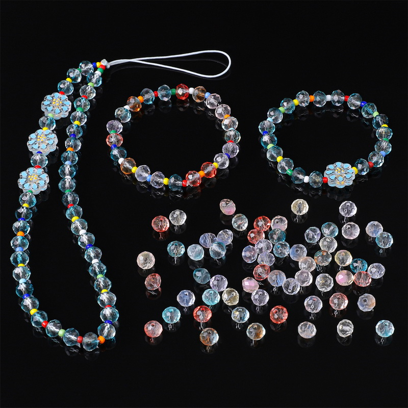 Beadia Set 50 Hạt Pha Lê Tròn 8mm Màu Gradient Dùng Làm Đồ Thủ Công DIY